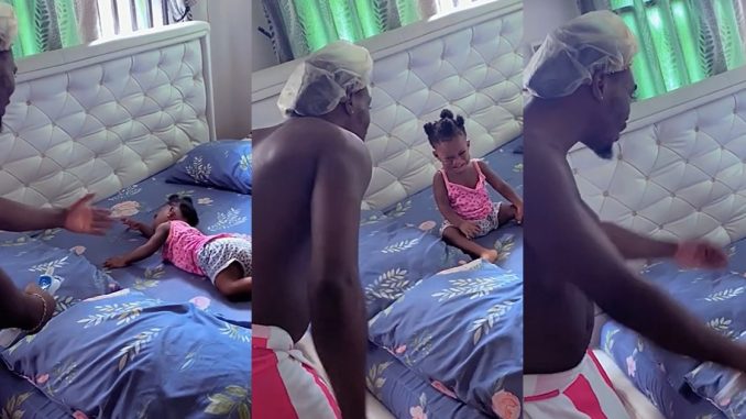 "This baby is going through a lot" – Nigerian father deprives his baby of sleep for disturbing her parents overnight (WATCH)