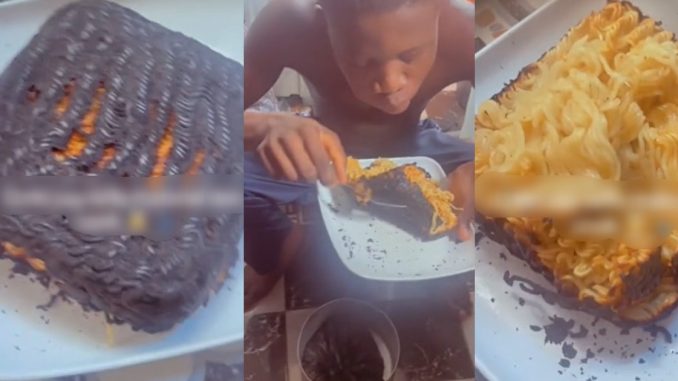 "Toasted noodles" – Man flaunts his girlfriend's cooking skills with noodles dish (WATCH)