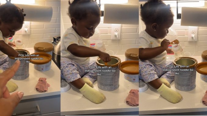 Mother is stunned as she discovers her baby preparing her meal herself (VIDEO)