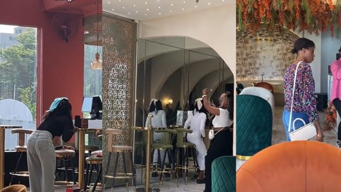 "Lagos people and over doing things" – Video of ladies disregarding the no pictures restriction in a restaurant (WATCH)