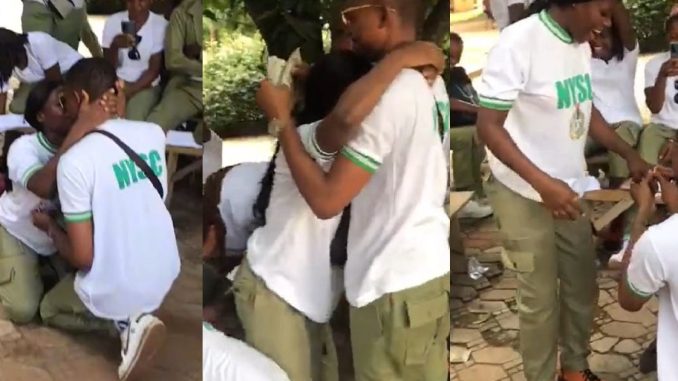 Heartwarming Moment Corps Member Proposes To His Colleague During CDS Goes Viral (VIDEO)