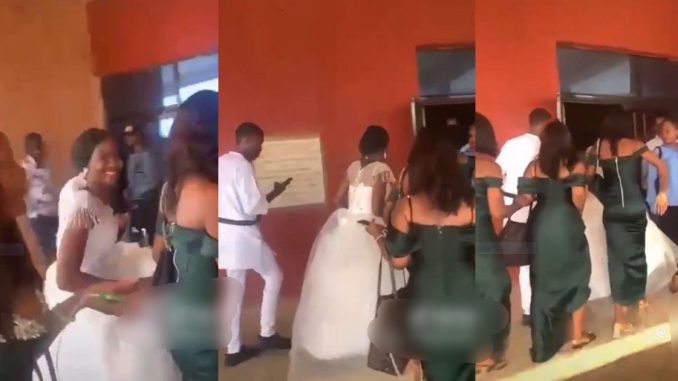 Moment Bride Arrives At Her Exam Hall In Her Wedding Gown, Accompanied By Her Bridesmaids Goes Viral (WATCH)