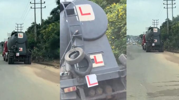 Nigerian Man Stunned After He Encounters A learner Practicing With A Truck (VIDEO)