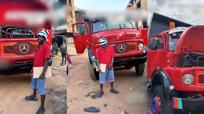  Nigerian Man's Pride Shines as He Acquires New Tipper Truck, Names It 'Big Benz' (VIDEO)