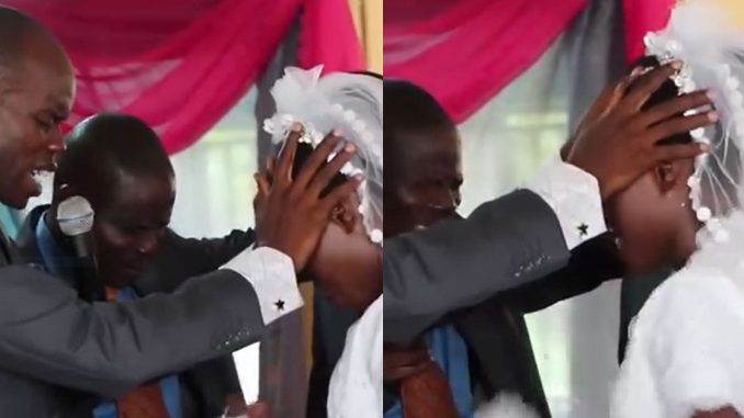 Video Of Groom Passionately Praying And speaking In Tongues Over His Bride At Their Wedding Stirs Reaction Online (VIDEO)