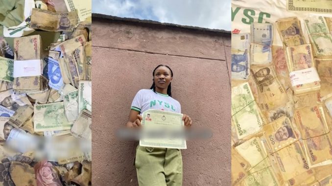 Lady mǝlts heart as she gifts her mother her whole NYSC allowance of 12 months (VIDEO)