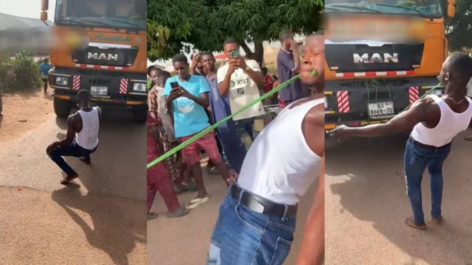 Man's Stúns The Internet As He Pulls Truck With His Teeth (VIDEO)