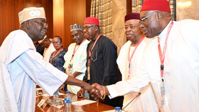 Tinubu Meets Ex-NASS Leaders, Says He Came To Work, Not For Money