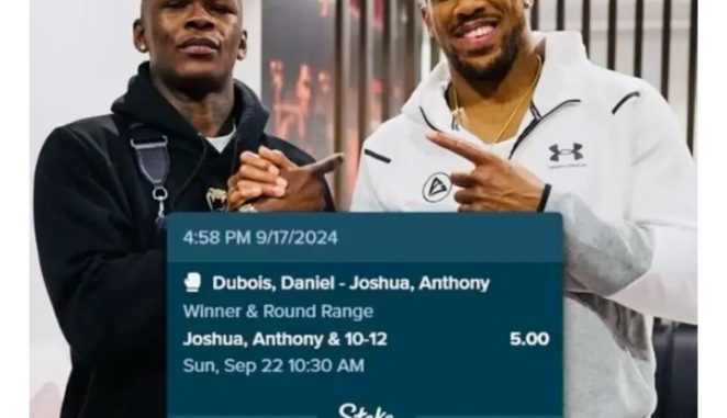 Adesanya Bets $10,000 On Joshua To Beat Dubois