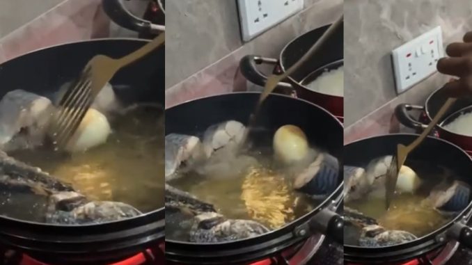 Nigerian Lady Sh0cks Boyfriend By Frying Boiled Eggs During Visit (VIDEO)