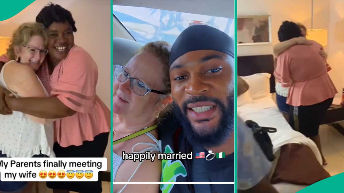 Nigerian Man’s Mother Meets His Oyinbo Wife For First Time, Both Women Hug in Sweet Video