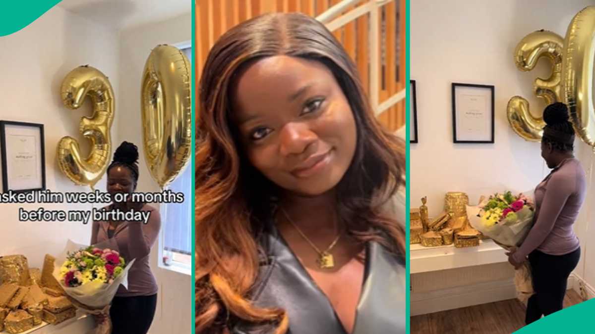 UK-based Nigerian Man Gets 30 Gifts For His Wife’s 30th Birthday, She Appreciates Him in Funny Video