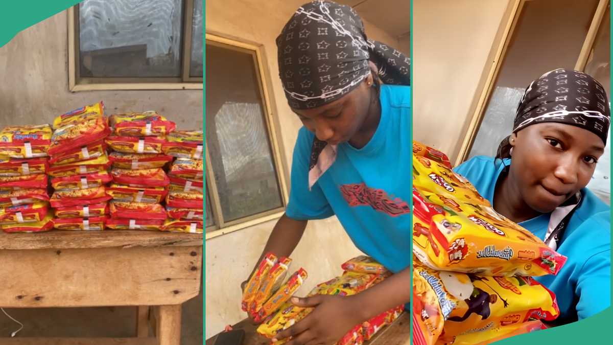 Nigerian Lady Starts Noodles Business With Just Table and Some Packs, Describes it as "New Store"