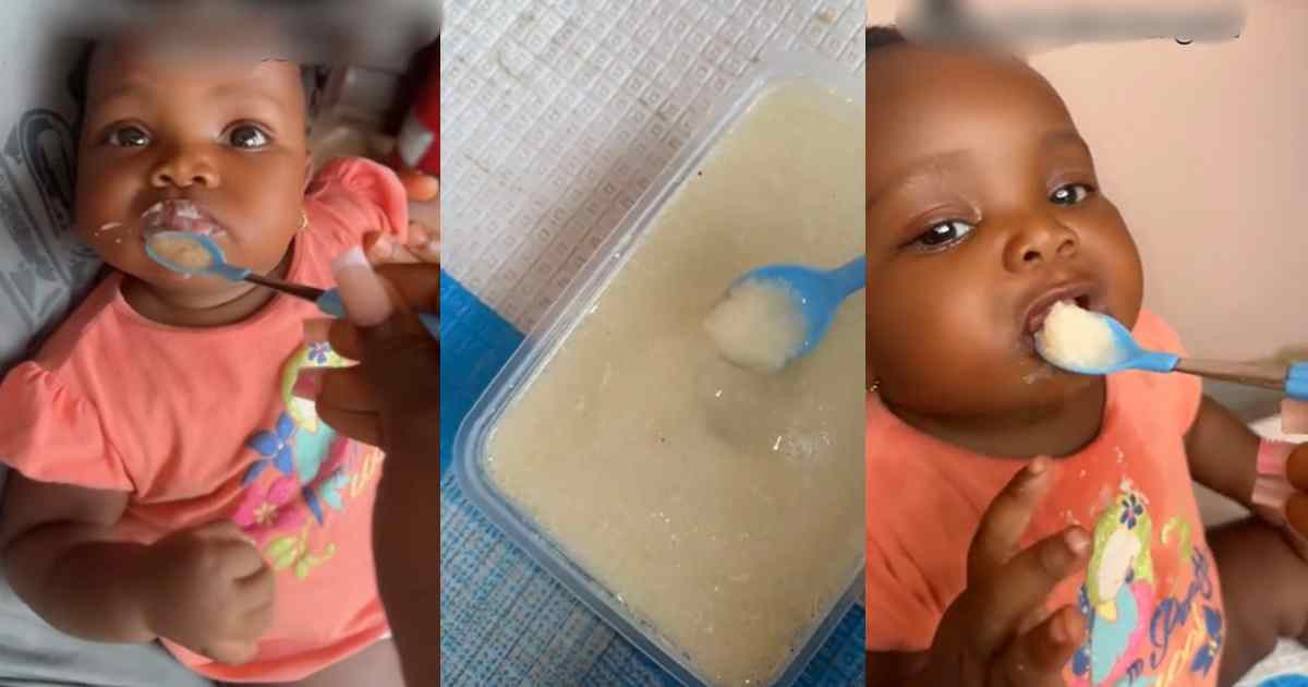 "What is with babies and garri? – Lady quizzes as her niece refuses baby food for garri (VIDEO)