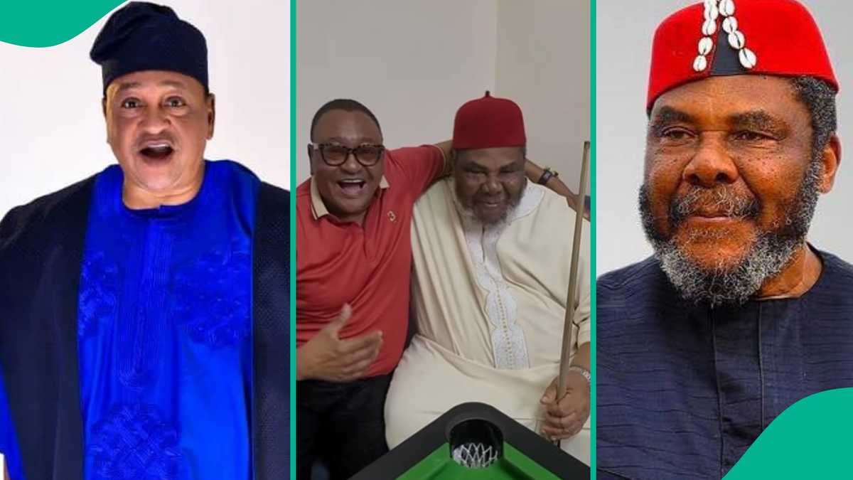 Jide Kosoko, Pete Edochie Reunite After 12 Years, Exchange Pleasantries in Igbo and Yoruba in Video