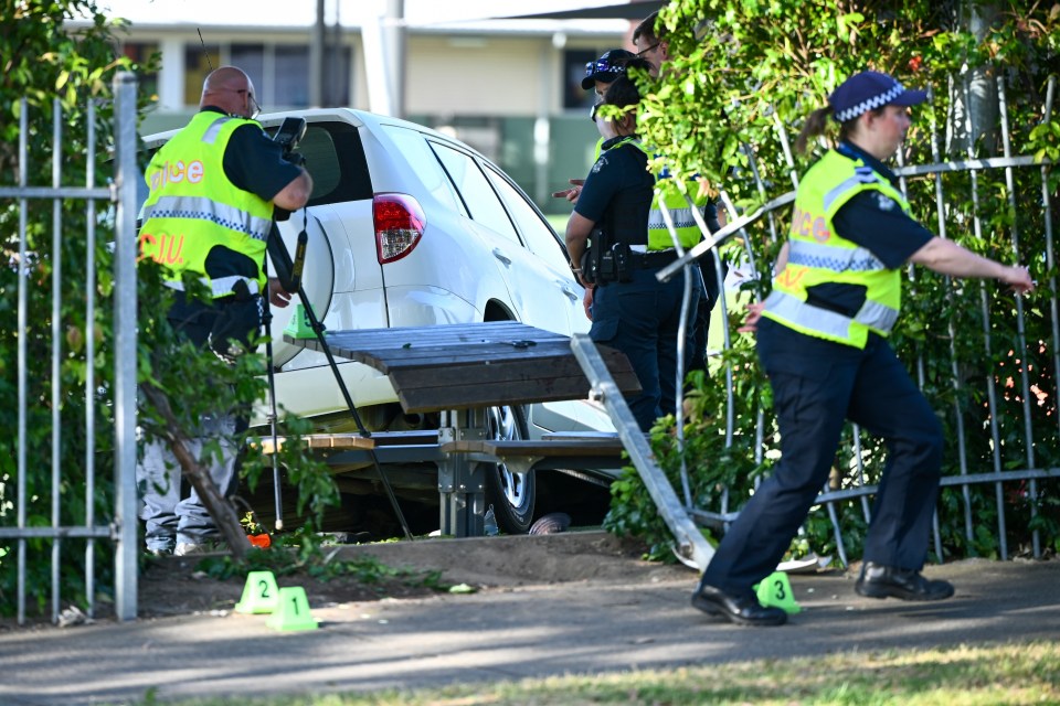 The car crashed through the fence as it did a u-turn, police said