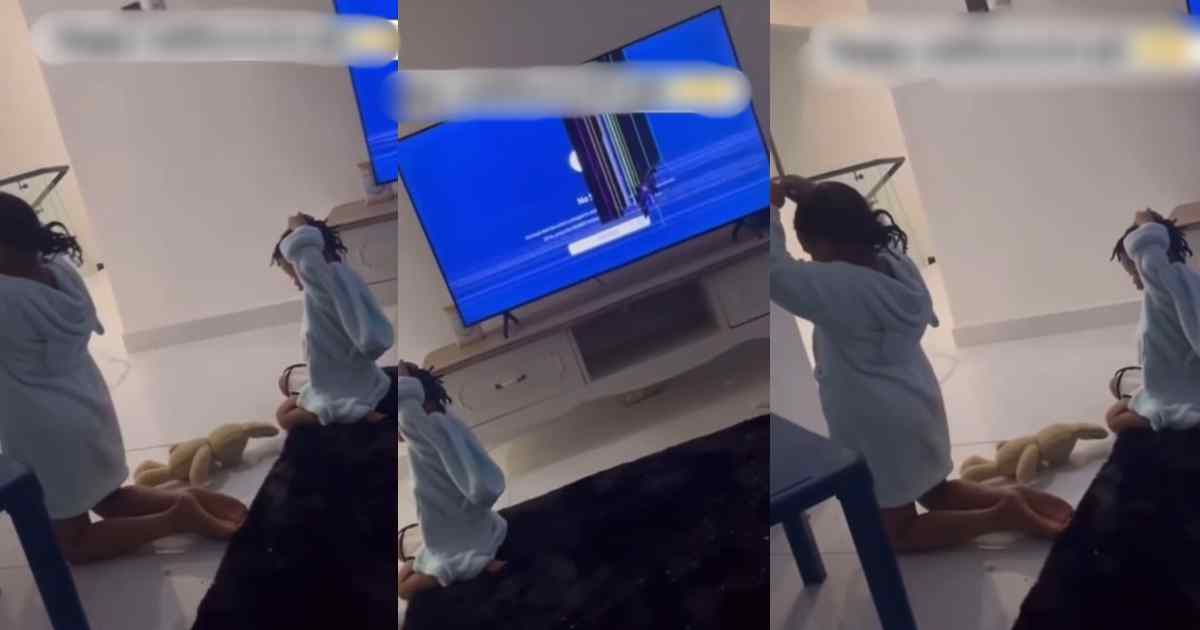 "Happy midterm break" – Parents Sh0cked As Children's Play Shattered TV Screen (VIDEO)