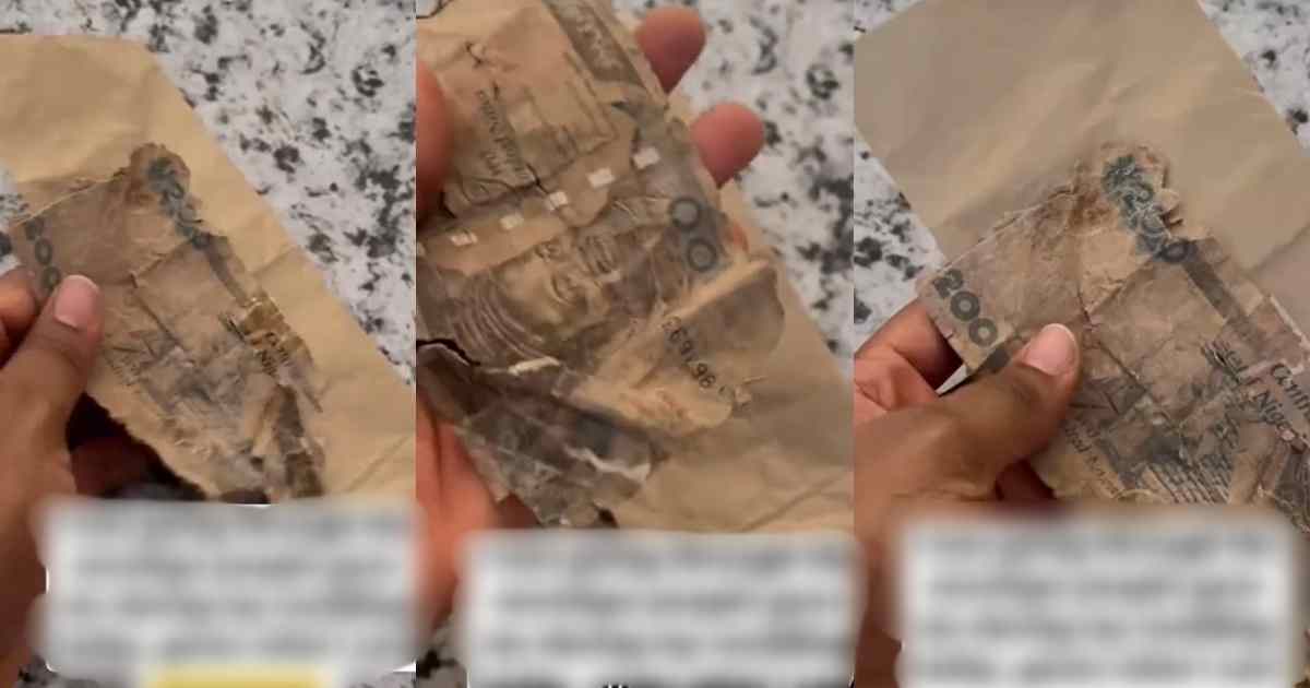 "this money isn't ordinary" – Wedding Gift Leaves Bride Stúnned As She Discover T0rn and Tattered ₦200 note in Envelope (WATCH)