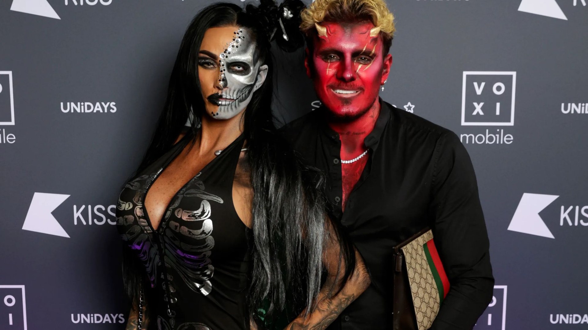 Katie Price stuns in plunging bodysuit as she and JJ Slater step out for Halloween party after split rumours