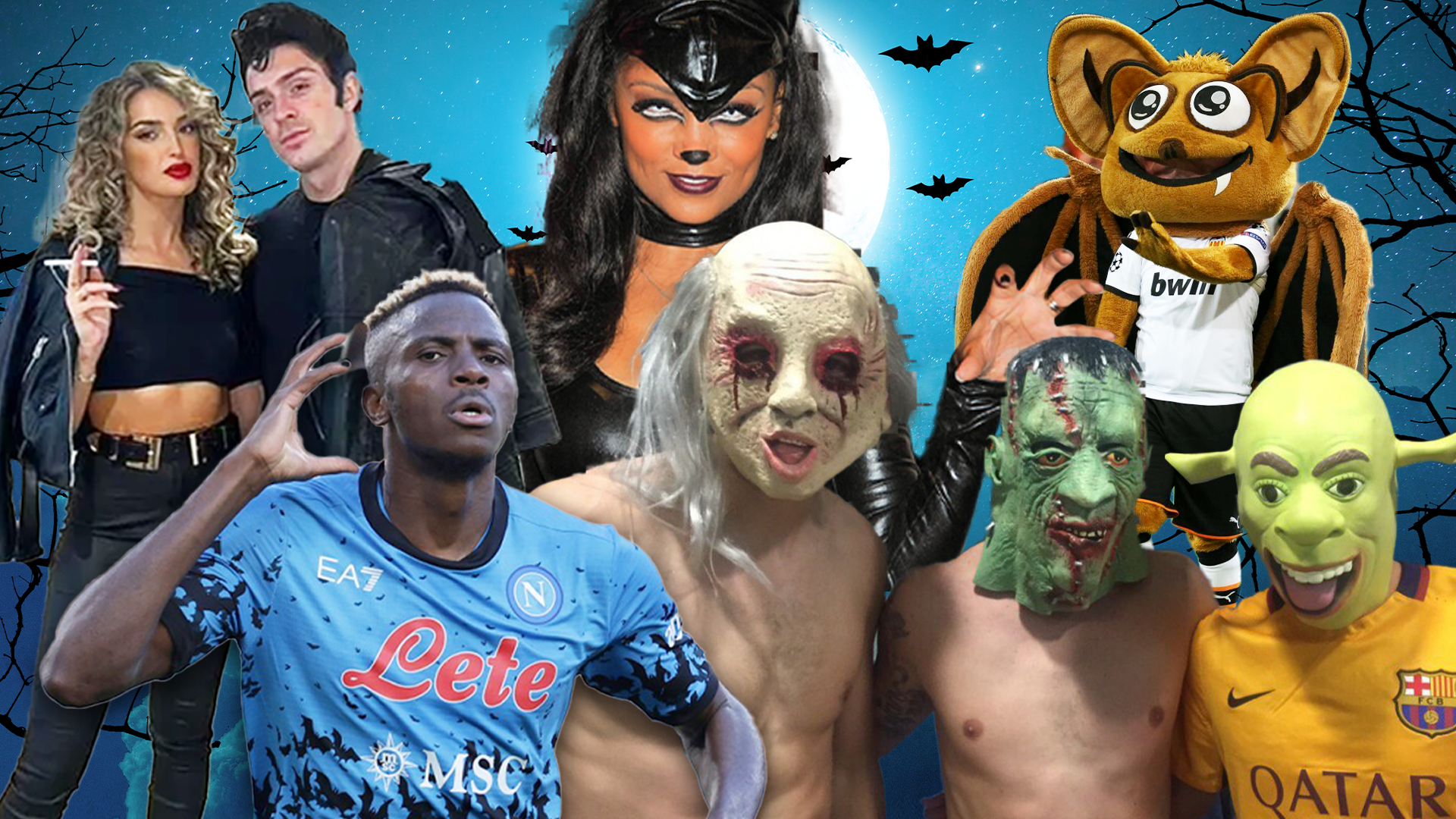 When football and Halloween collide, from Napoli's seasonal kit to Barcelona's scary masks and a sexy Wag as Cat Woman