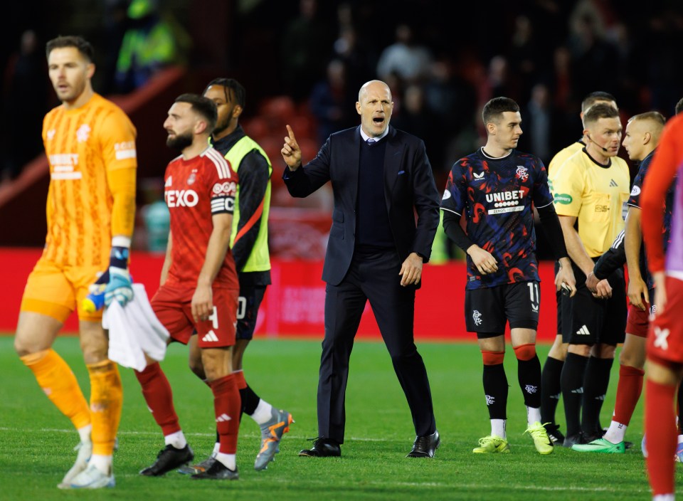 Philippe Clement trudges off the pitch after Rangers lose to Aberdeen