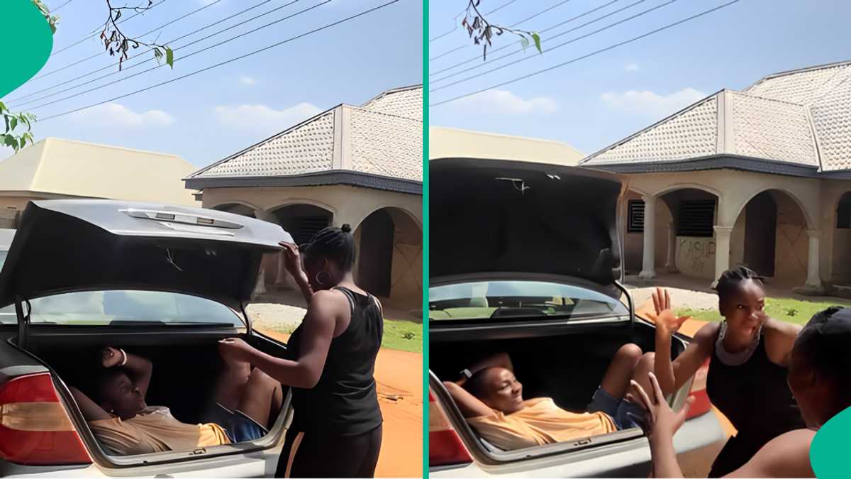 Lady Makes Unexpected Return to Nigeria after Years Abroad, Hides in Car Boot in Lovely Video