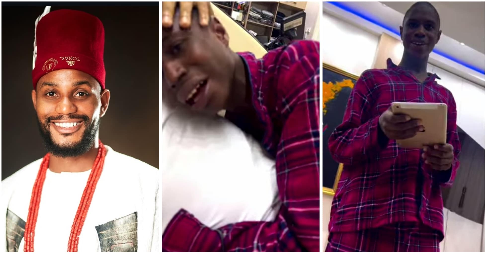 Moment Alex Ekubo surprises younger brother with an iPad