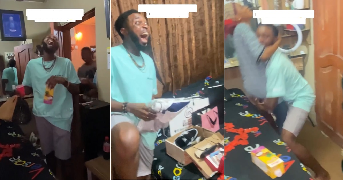 "Na man wey calm down go enjoy" – Man's appreciation as his woman surprises him on his birthday trends (WATCH)