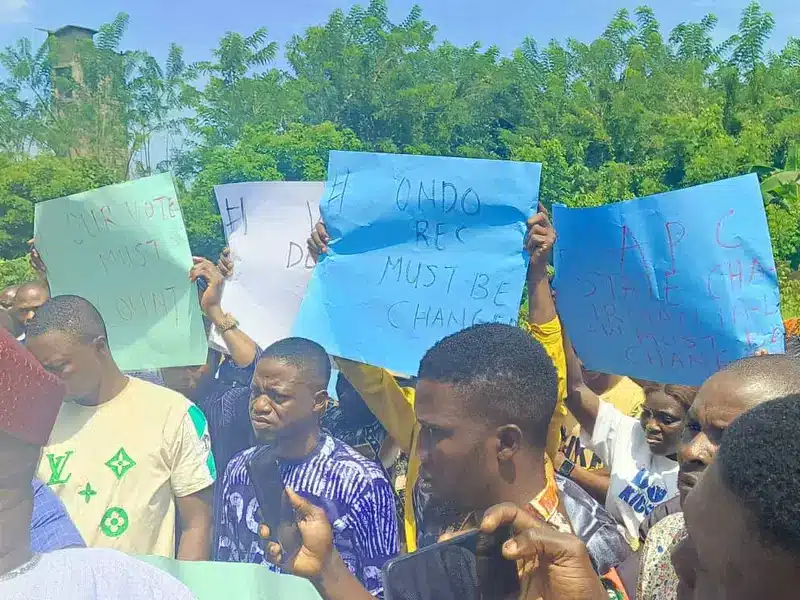 Ondo Youths Protest, Demand Redeployment Of INEC REC, Babalola Ahead Of Guber Election