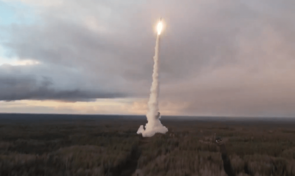 The Yars missile captured shooting into the sky during the nuclear drills