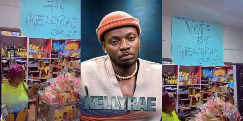 Store owner gains attention with "vote for Kellyrae" sign amid BBNaija show