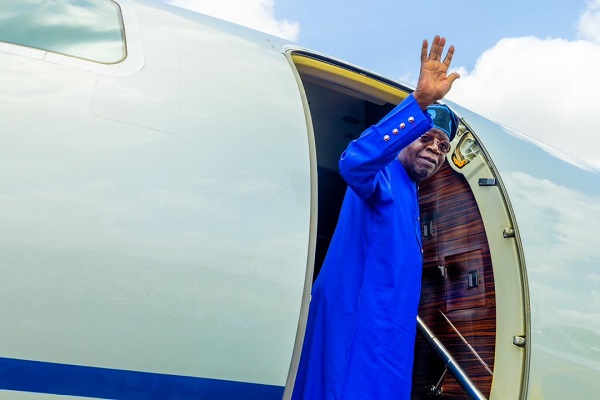 Tinubu departs UK for France