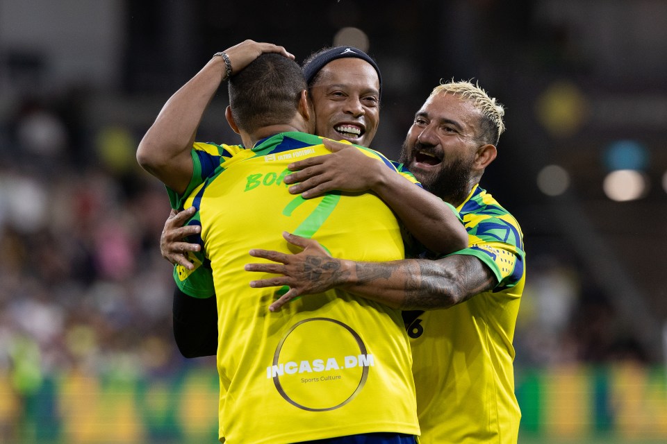 Ronaldinho joins in on the celebrations