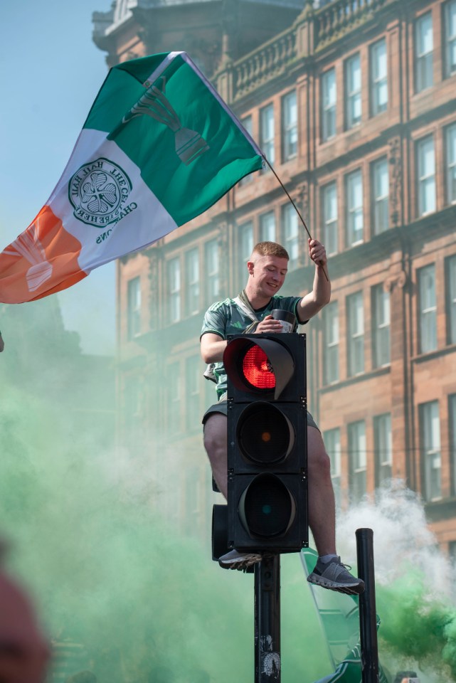 Some climbed on top of traffic lights - which have had to be repaired