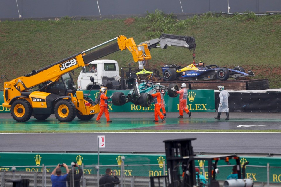 Lance Stroll's Aston Martin was removed from the track after a late red flag