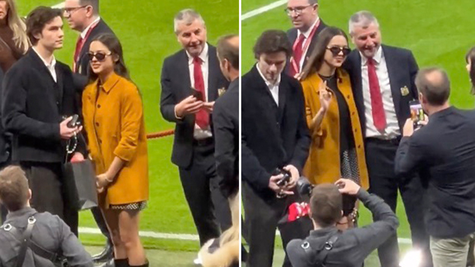 Moment Man Utd Treble winner spotted waiting sheepishly before asking for selfie with US superstar Olivia Rodrigo