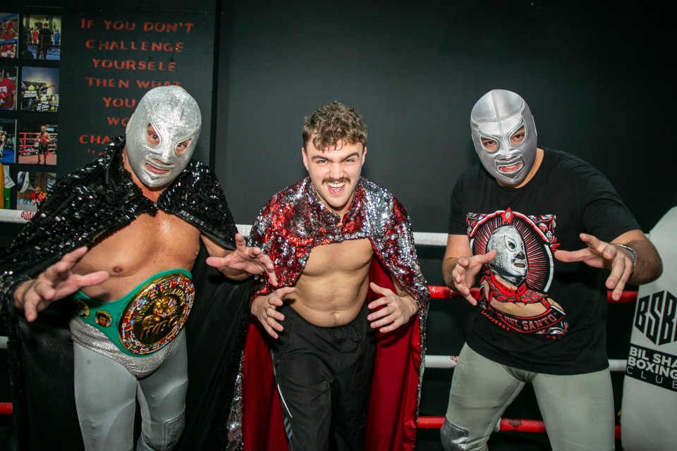 Sun man Tom joins El Hijo, left, and Santo Jr