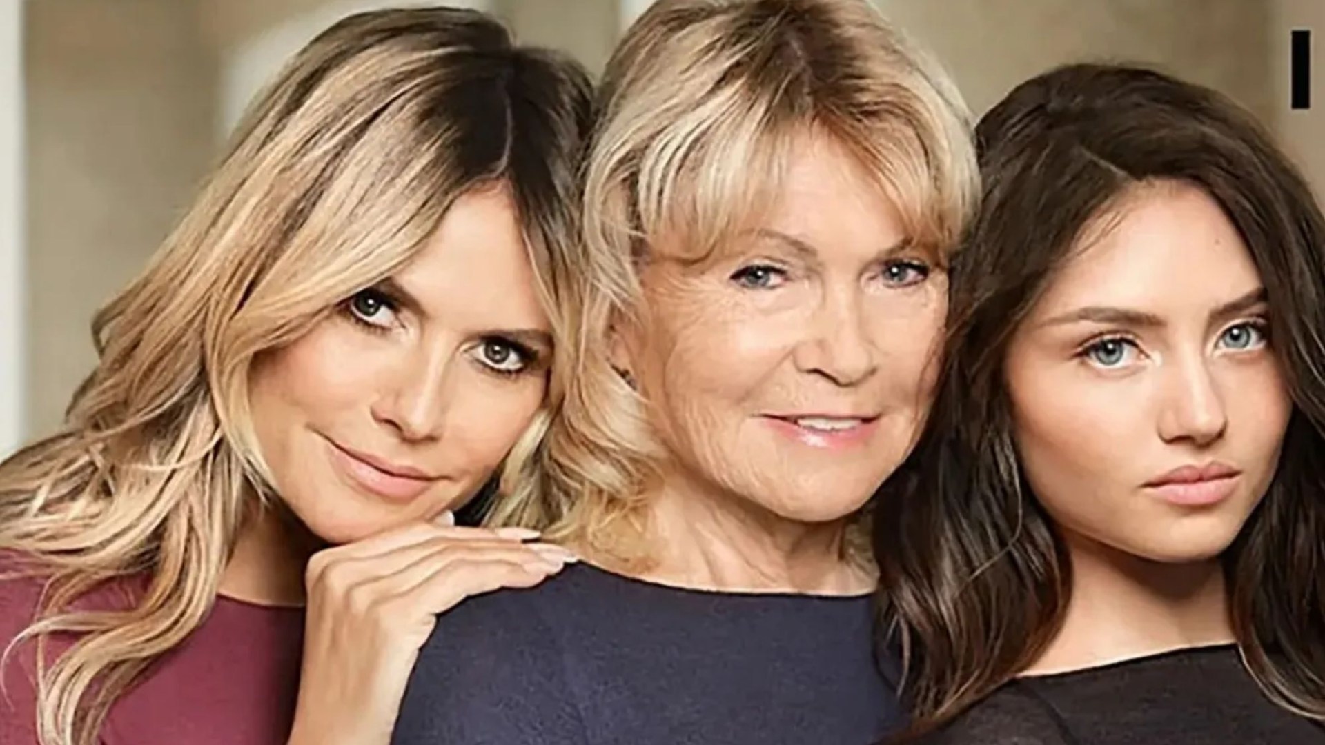 Heidi Klum, 51, poses with daughter Leni, 20, and mum Erna, 80, for modelling campaign