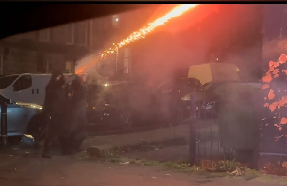 Youths were throwing fireworks at members of the public, vehicles and police officers