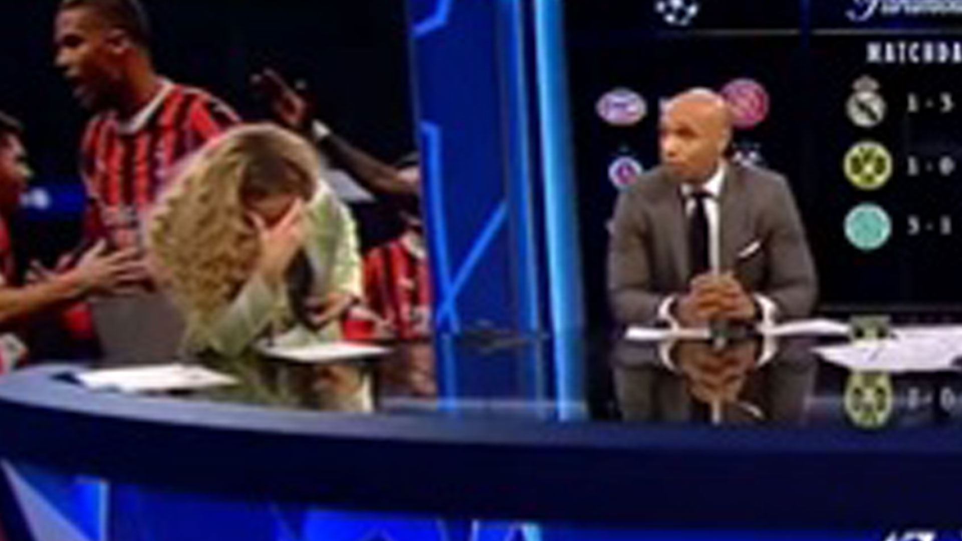 Kate Abdo left in disbelief as she hides face after Thierry Henry's controversial comment live on CBS Sports