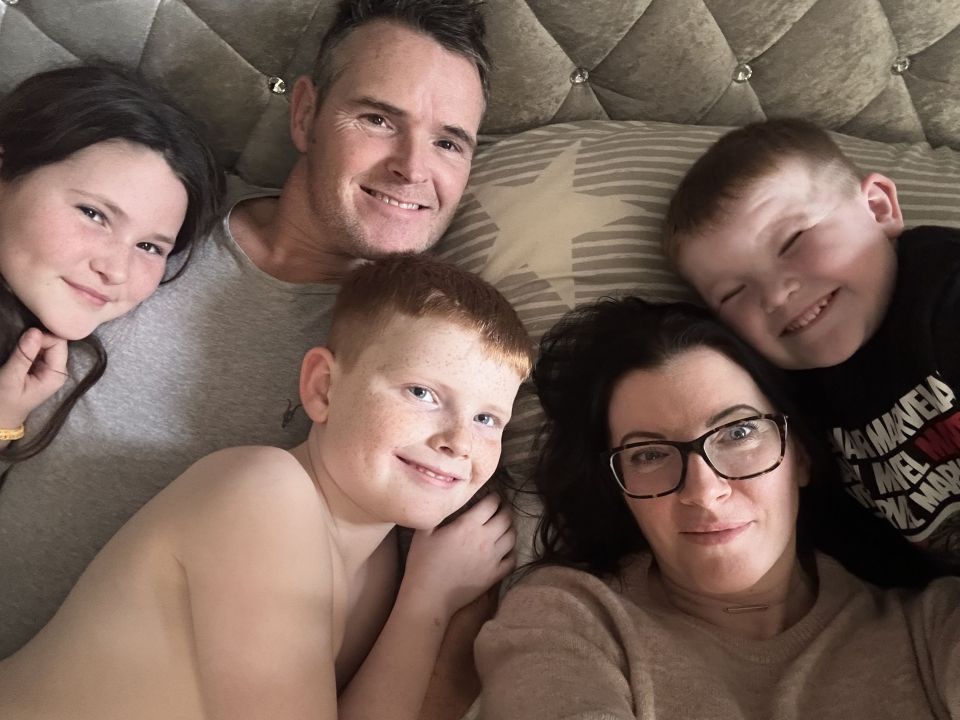 The mum-of-three with partner Mark and children Annabelle, Teddy and Benjamin