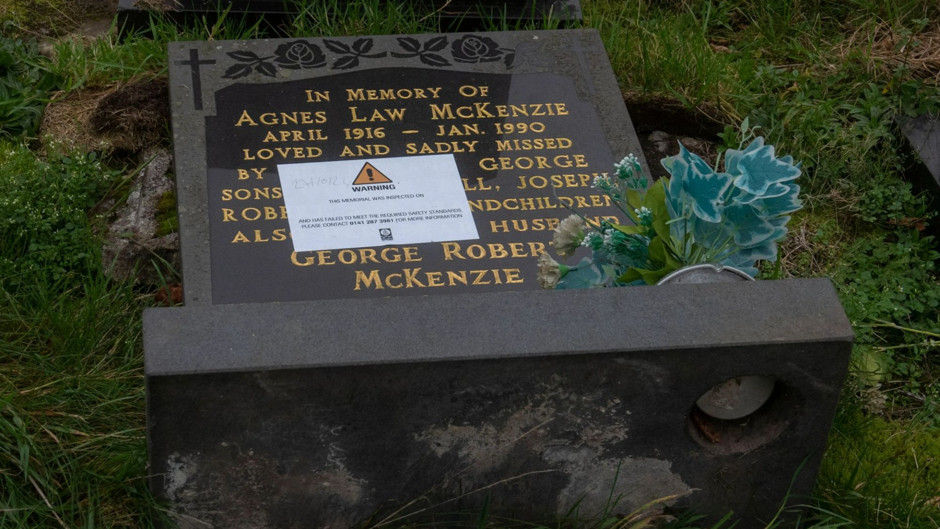 'Disgusting and morally wrong', cry furious Scots after council slaps warning signs on dead relatives' gravestones