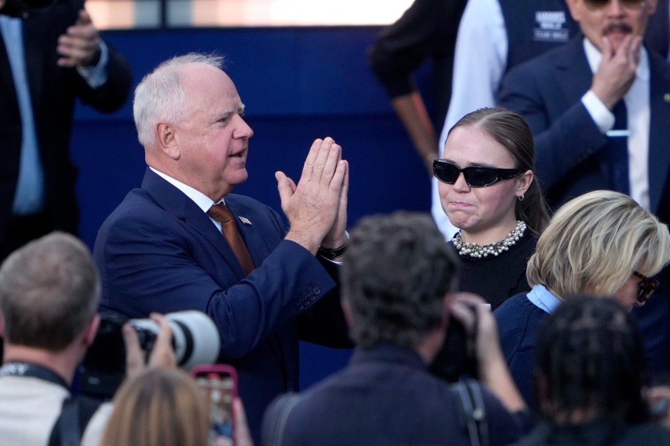 Gov. Tim Walz and Hope Walz before Harris conceded the election