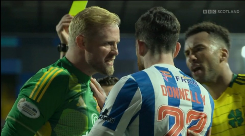 Kasper Schmeichel was livid with Liam Donnelly's challenge on him