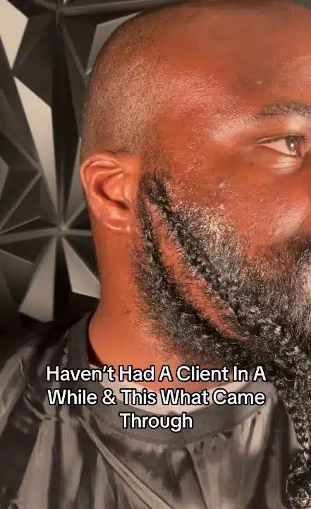 Hairstylist goes viral for unique braided beard on male client