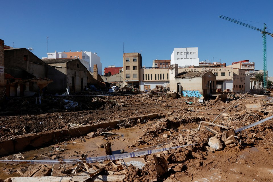 Debris and sludge filled the Barranco del Poyo ravine as powerful torrents swept the regions