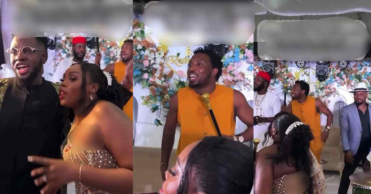 "The chorus leader for a reason" – Singer Timi Dakolo and party drummer save the day after DJ faces technical difficulties during a wedding ceremony (WATCH)