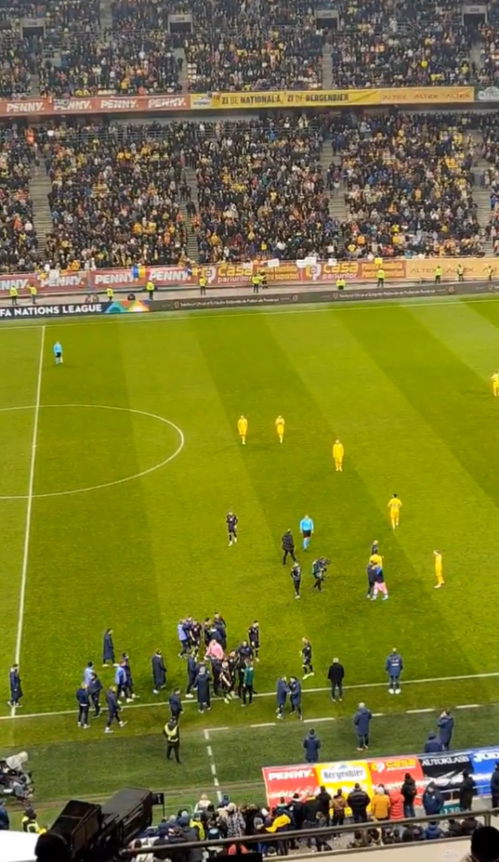 The Kosovo players then stormed off the pitch in protest at the Romania fans