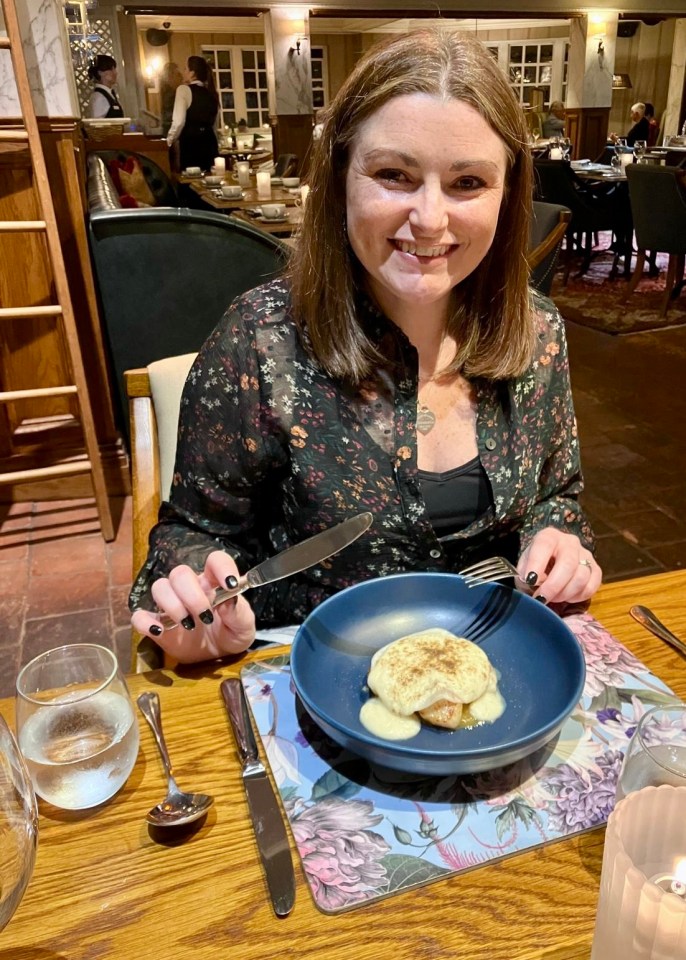 Catherine enjoying the exquisite food on offer