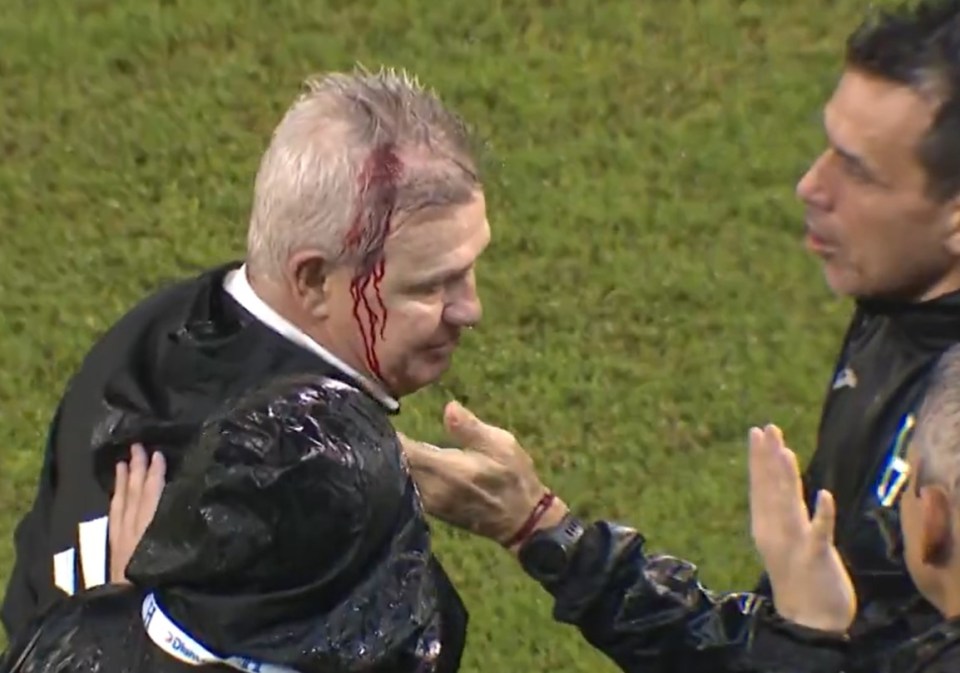 Aguirre had blood pouring down his face after the incident